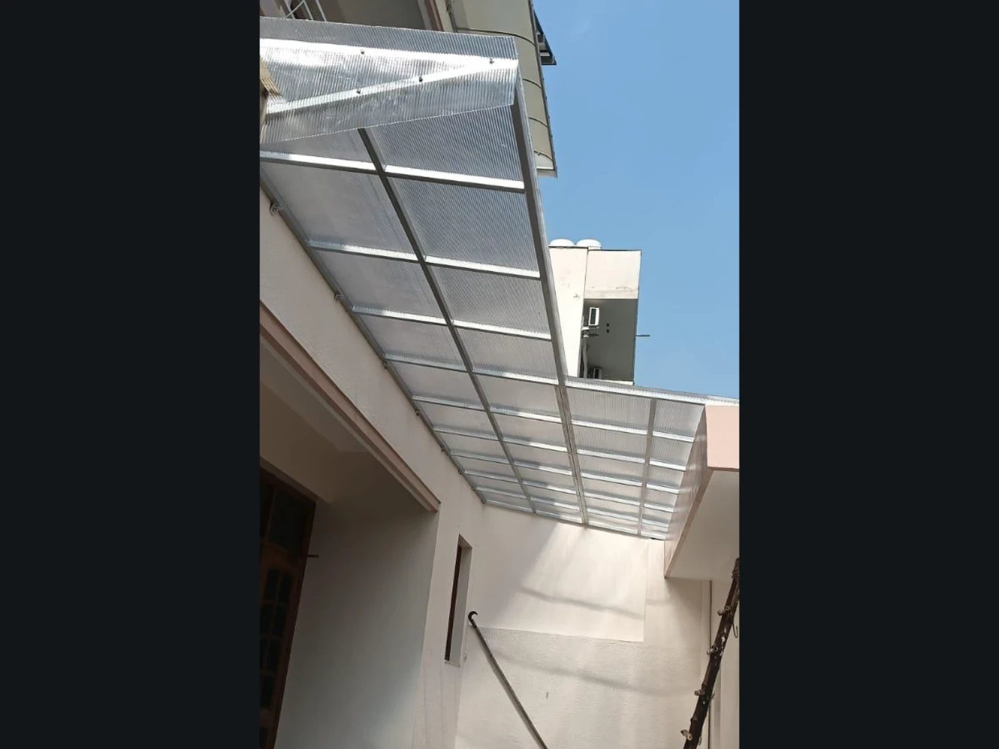 Colour-coated roofing sheets used for a terrace shed